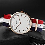 Naivo 18K Rose Gold over Stainless Steel Classic Cambridge Watch Quartz Watch Multicolor Band Daniels Watch