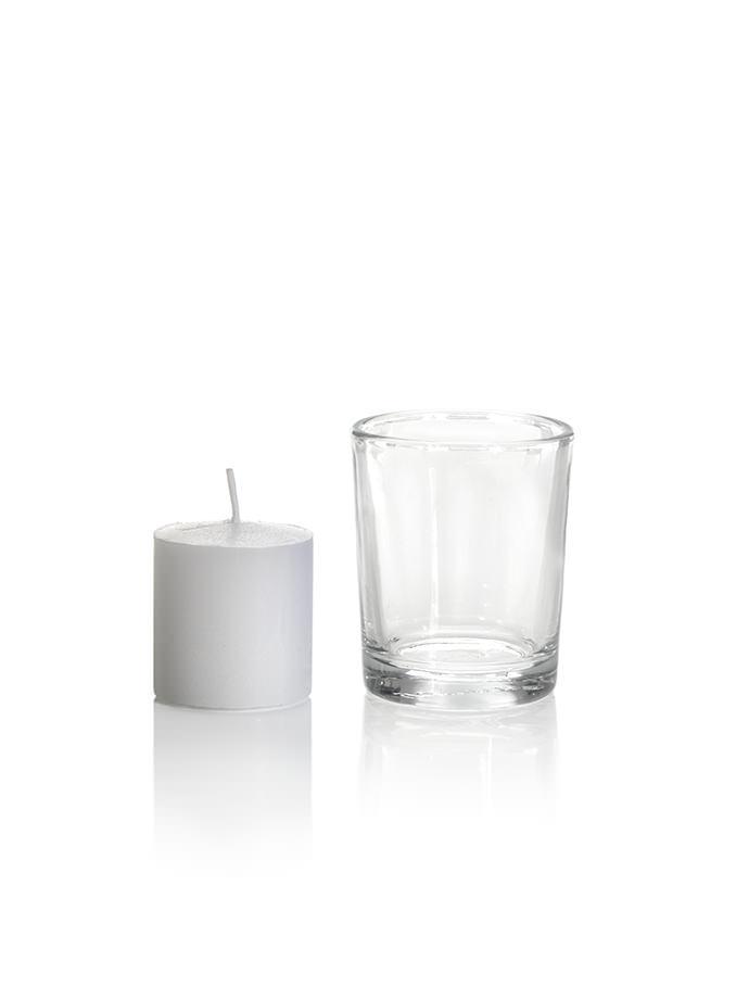 Set of 72 10 hour Votive Candles & Candle Holders