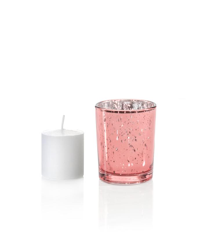 Set of 72 10hr Votive Candles & Metallic Candle Holders