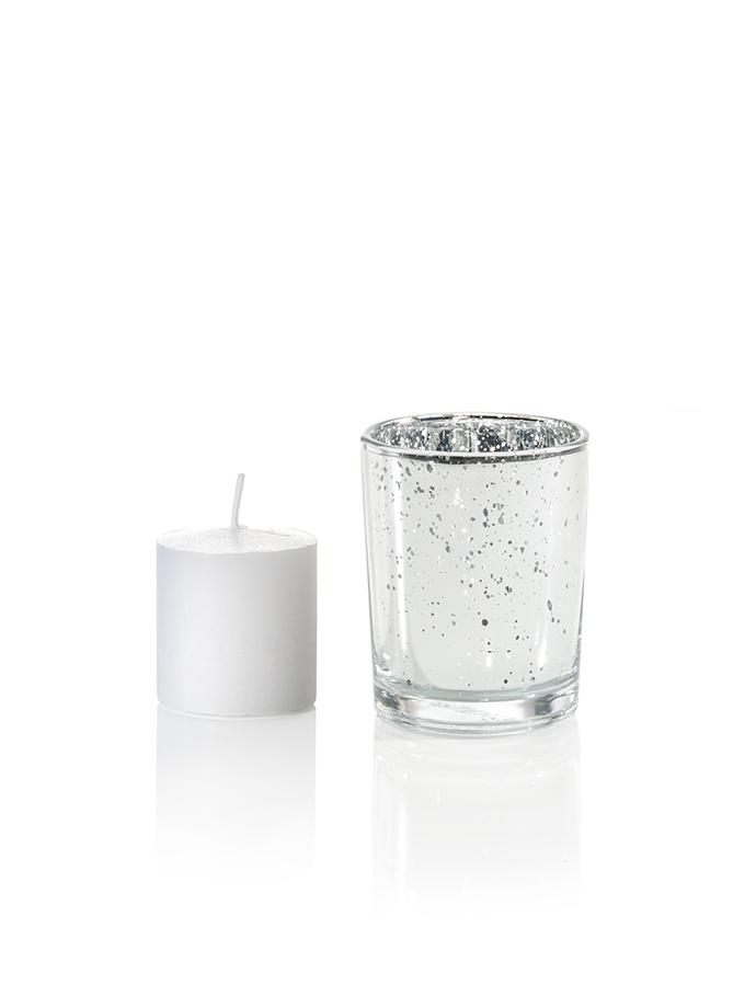 Set of 72 10hr Votive Candles & Metallic Candle Holders