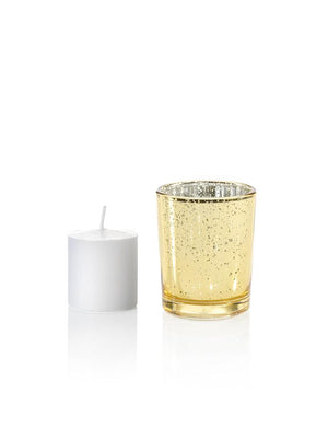 Set of 72 10hr Votive Candles & Metallic Candle Holders