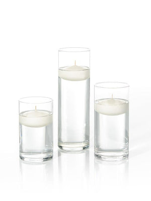 3" Floating Candles & Cylinder Vases, Set of 18