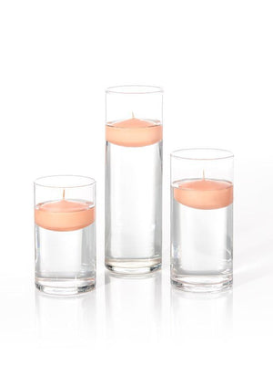 3" Floating Candles & Cylinder Vases, Set of 18