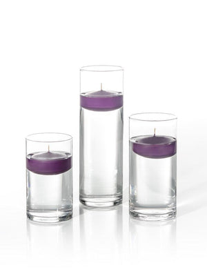 3" Floating Candles & Cylinder Vases, Set of 18