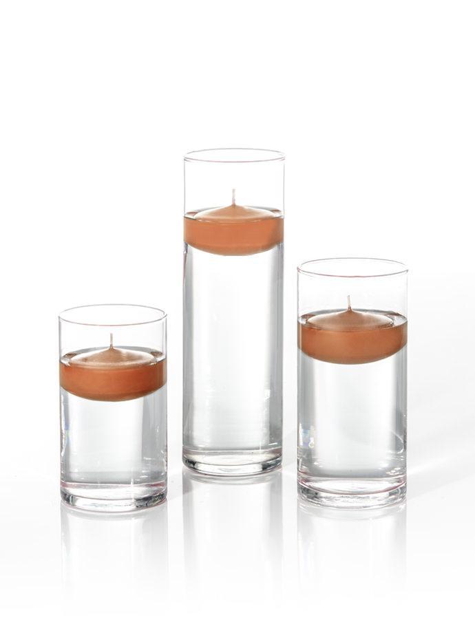 3" Floating Candles & Cylinder Vases, Set of 18