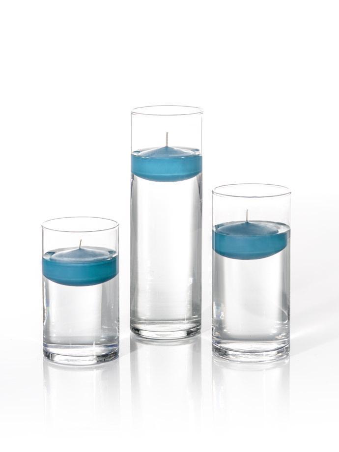 3" Floating Candles & Cylinder Vases, Set of 18