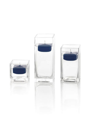 2.25" Square Floating Candles & Square Vases, Set of 12