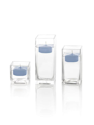 2.25" Square Floating Candles & Square Vases, Set of 12