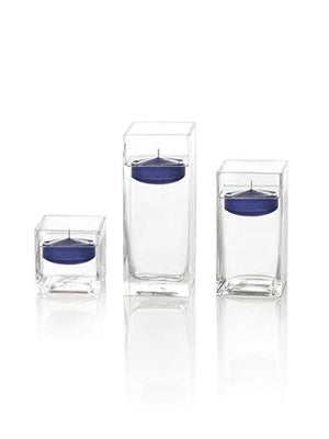 2.25" Round Floating Candles & Square Vases - Set of 12