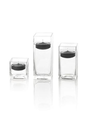 2.25" Round Floating Candles & Square Vases - Set of 12