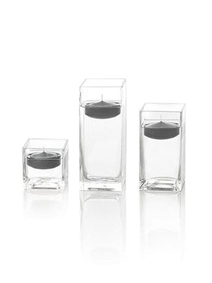 2.25" Round Floating Candles & Square Vases - Set of 12